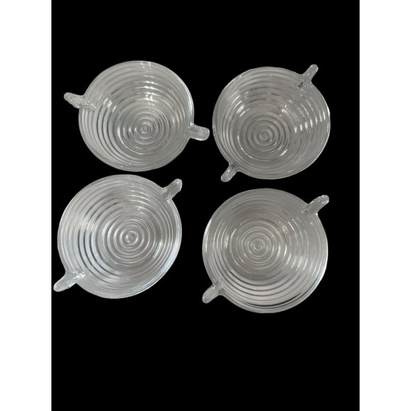 Vintage 1938-43 discontinued Anchor Hocking clear Manhattan 5 pc berry bowl set - Picture 5 of 9